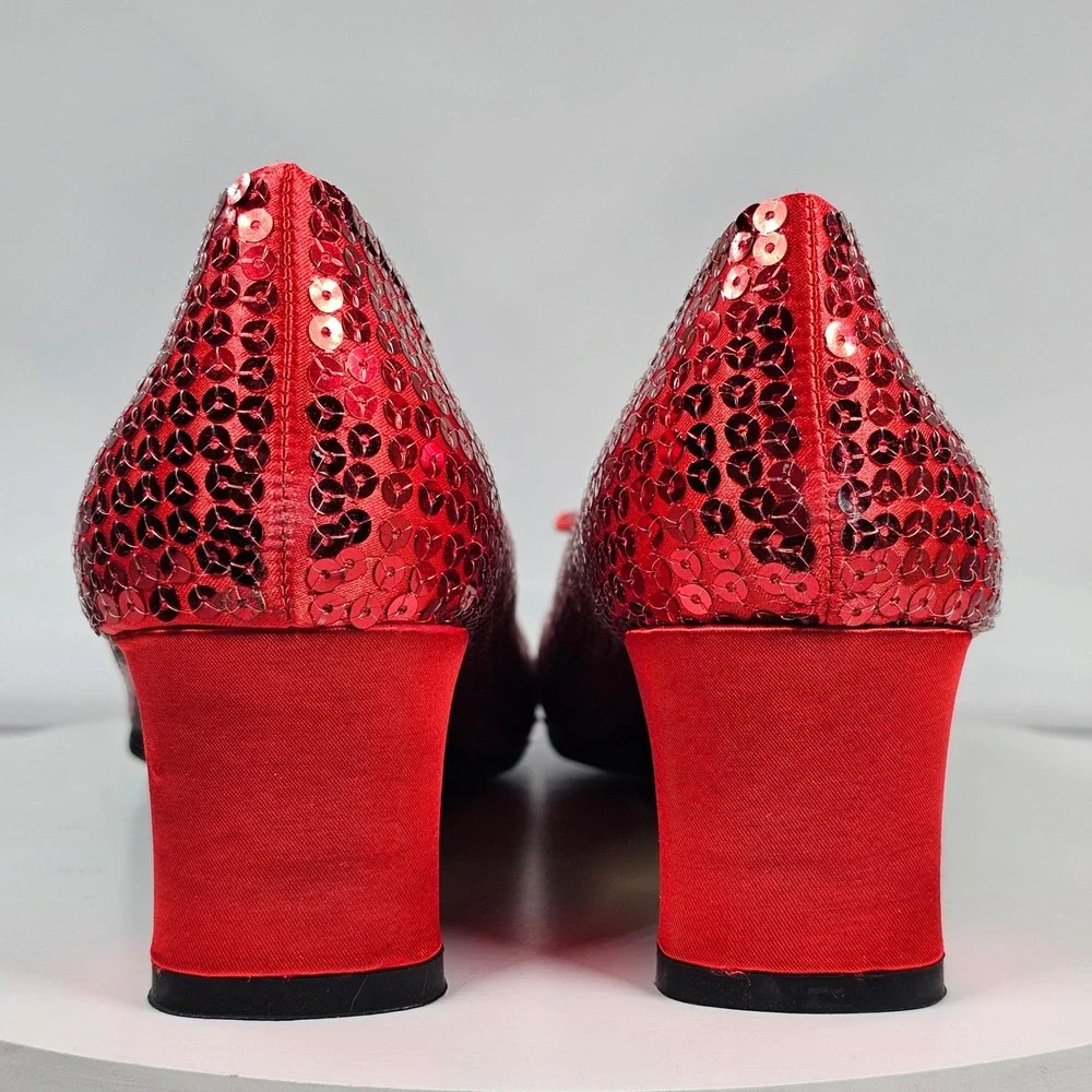 New Ellie Shoes 203-Judy Womens Red Sequined Ruby Slipper Costume Pump Heel Sz 9 - Picture 5 of 9